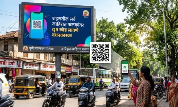 पुण्यात जाहिरात फलकांवर ‘क्यूआर कोड’ बंधनकारक; बेकायदा फलकांवर कारवाई